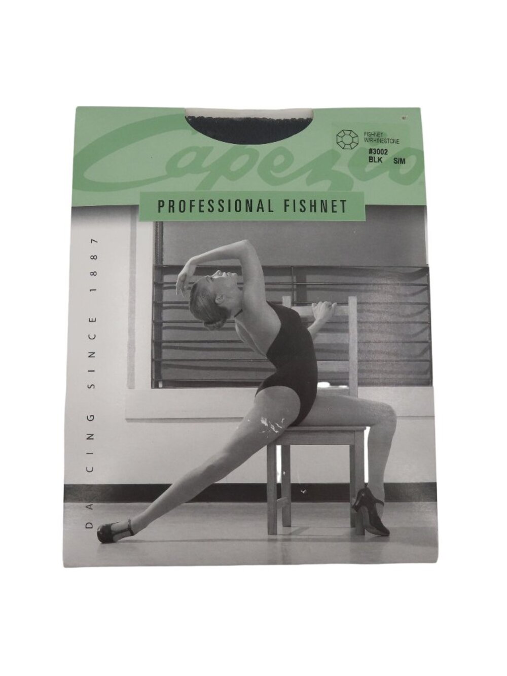 Capezio 3002 S/M Small Medium Black Fishnet Tights Rhinestones Professional NEW